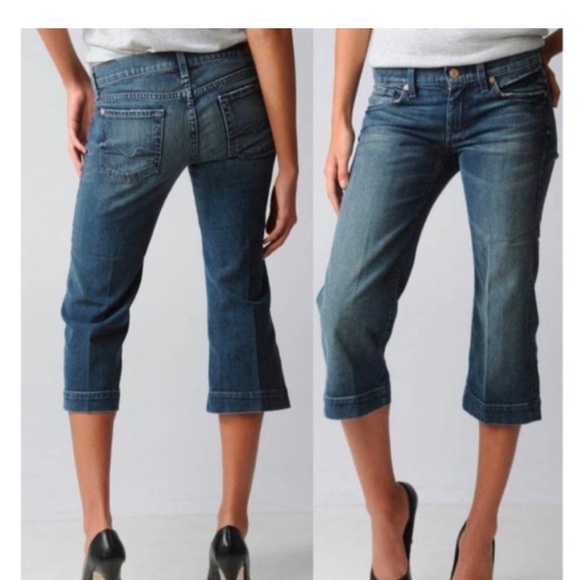 7 For All Man Kind Woman's Dojo Summer Denim Capri - Picture 1 of 8